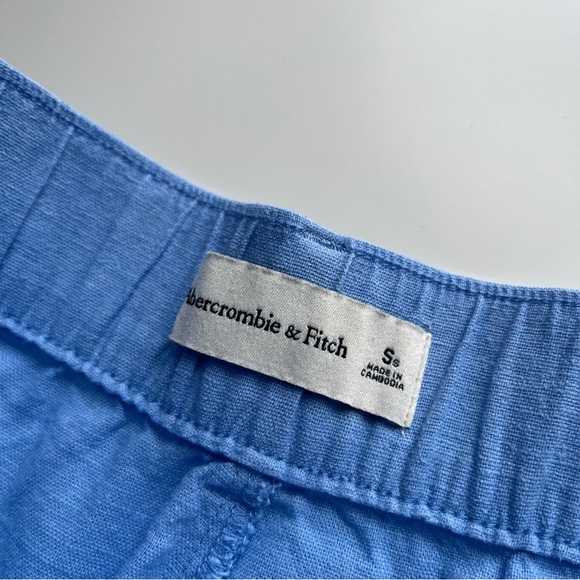 Abercrombie & Fitch Sloane Tailored Wide Leg Pants Linen Blue Small Short - Picture 9 of 13